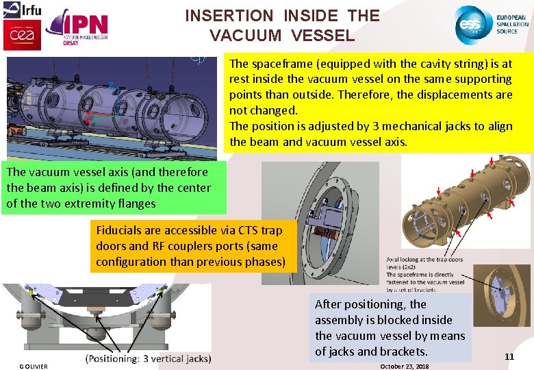 INSERTION INSIDE THE VACUUM VESSEL The spaceframe (equipped with the cavity string) is at