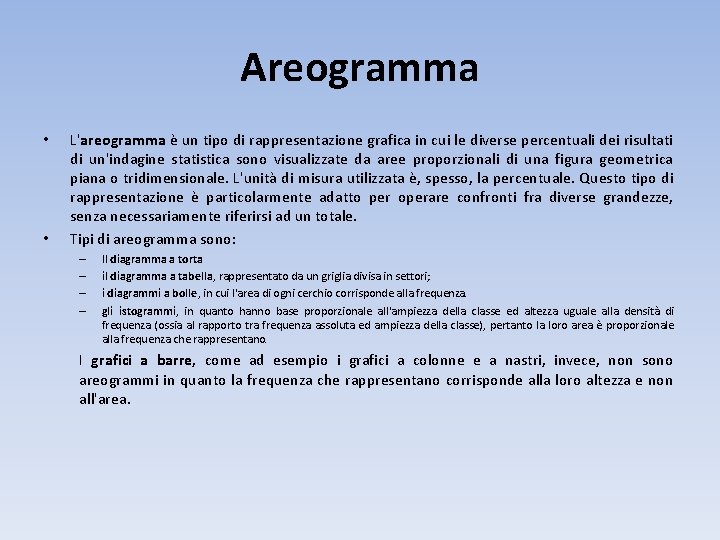 Areogramma • • L'areogramma è un tipo di rappresentazione grafica in cui le diverse