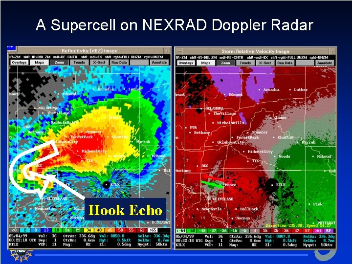 A Supercell on NEXRAD Doppler Radar Hook Echo 19 