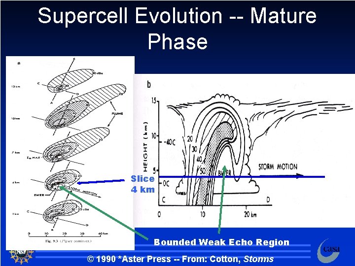 Supercell Evolution -- Mature Phase Slice 4 km Bounded Weak Echo Region © 1990