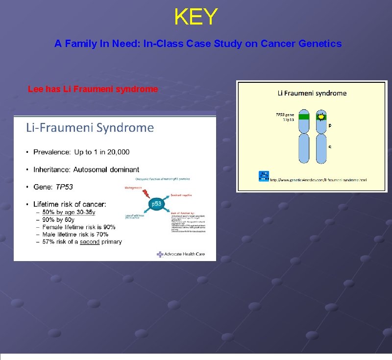 KEY A Family In Need: In-Class Case Study on Cancer Genetics Lee has Li