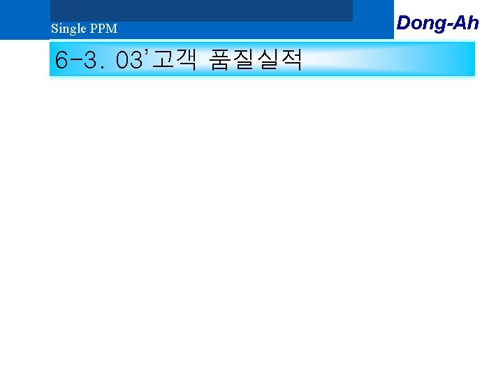 Single PPM 6 -3. 03’고객 품질실적 Dong-Ah 