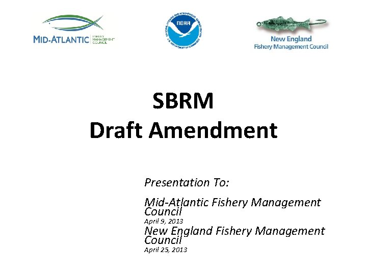 SBRM Draft Amendment Presentation To: Mid-Atlantic Fishery Management Council April 9, 2013 New England