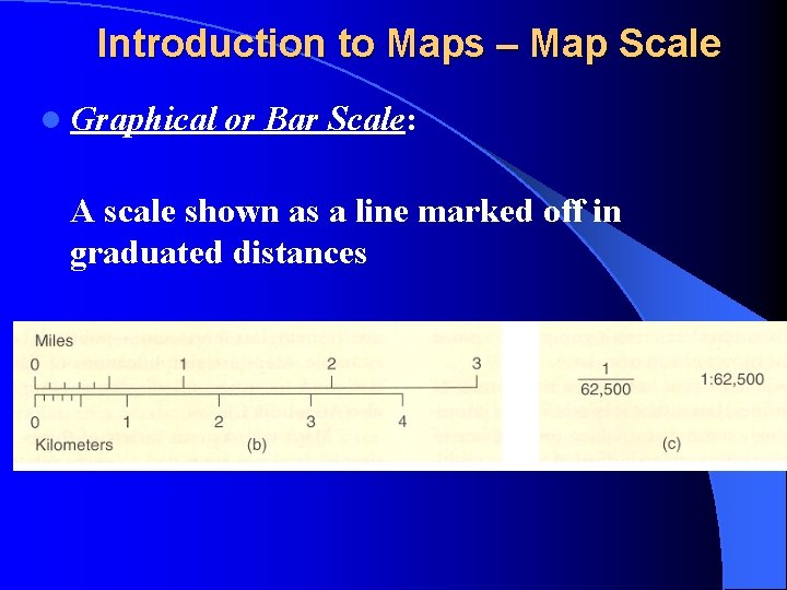 Introduction to Maps – Map Scale l Graphical or Bar Scale: A scale shown
