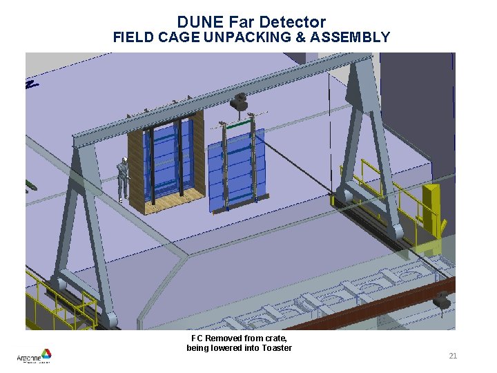 DUNE Far Detector FIELD CAGE UNPACKING & ASSEMBLY FC Removed from crate, being lowered