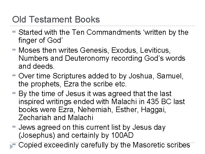 Old Testament Books Started with the Ten Commandments ‘written by the finger of God’