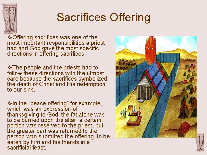 Sacrifices Offering v. Offering sacrifices was one of the most important responsibilities a priest Sacrifices Offering v. Offering sacrifices was one of the most important responsibilities a priest