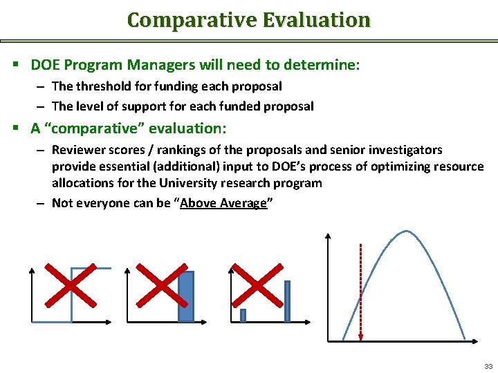 Comparative Evaluation § DOE Program Managers will need to determine: – The threshold for