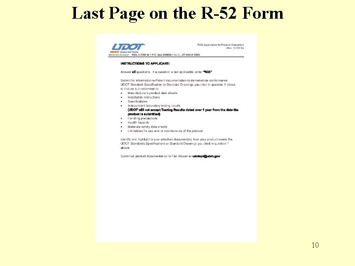 Last Page on the R-52 Form 10 