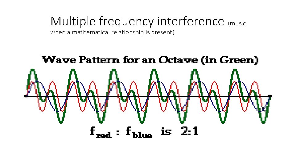 Multiple frequency interference (music when a mathematical relationship is present) 