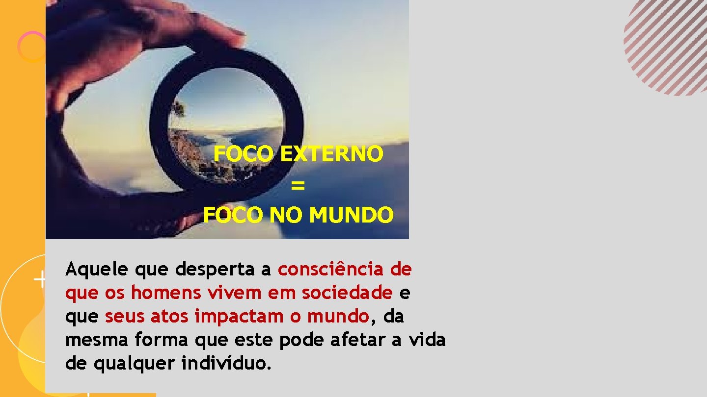 FOCO EXTERNO = FOCO NO MUNDO Aquele que desperta a consciência de que os