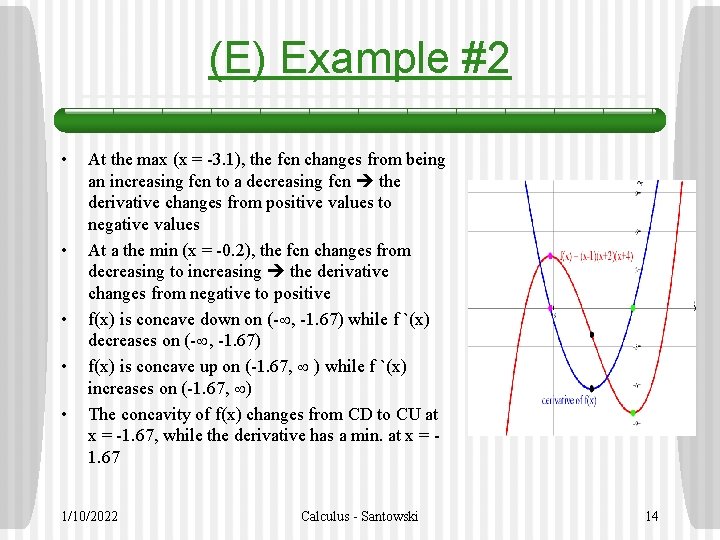 (E) Example #2 • • • At the max (x = -3. 1), the
