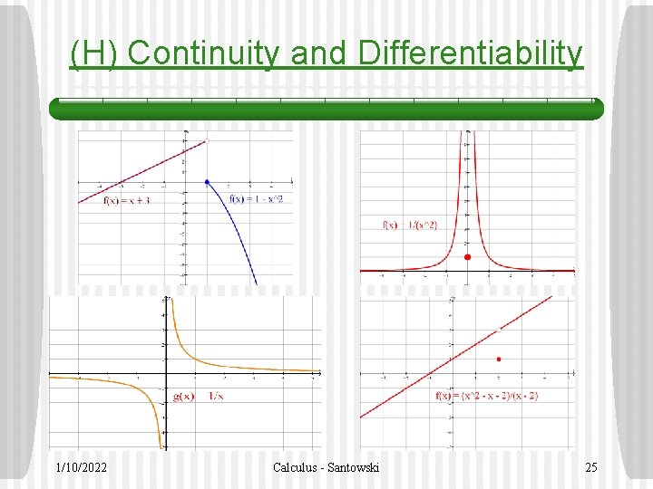 (H) Continuity and Differentiability 1/10/2022 Calculus - Santowski 25 