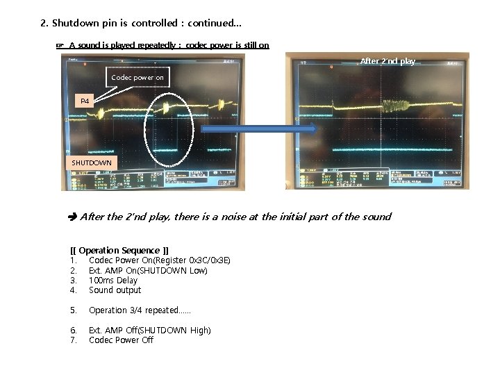 2. Shutdown pin is controlled : continued… ☞ A sound is played repeatedly :