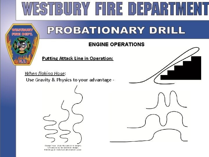 ENGINE OPERATIONS Putting Attack Line in Operation: When flaking Hose: Use Gravity & Physics