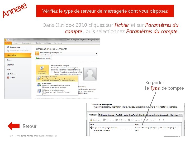 e x e n n A Vérifiez le type de serveur de messagerie dont