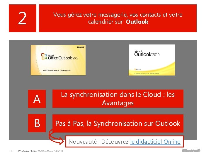 2 Vous gérez votre messagerie, vos contacts et votre calendrier sur Outlook A La