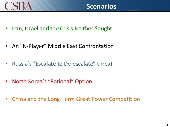Scenarios Click to edit Master title style • Iran, Israel and the Crisis Neither