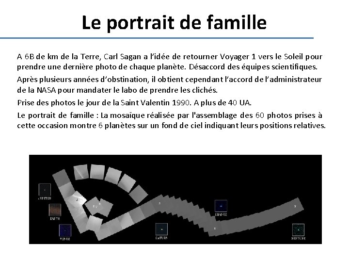 Le portrait de famille A 6 B de km de la Terre, Carl Sagan