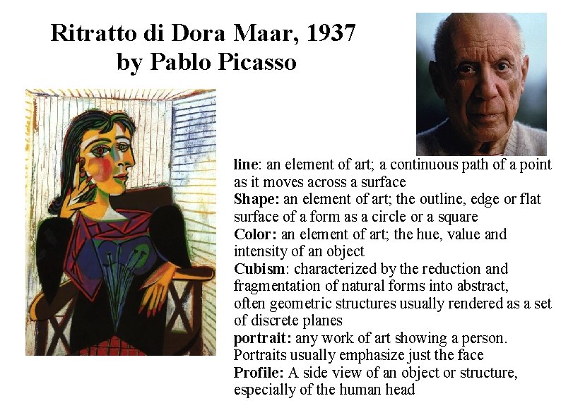 Ritratto di Dora Maar, 1937 by Pablo Picasso line: an element of art; a