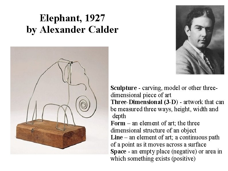 Elephant, 1927 by Alexander Calder Sculpture - carving, model or other threedimensional piece of