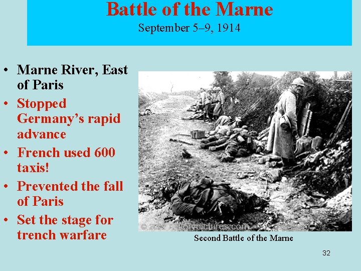 Battle of the Marne September 5– 9, 1914 • Marne River, East of Paris