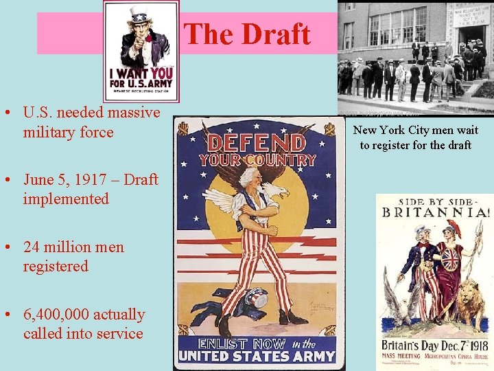 The Draft • U. S. needed massive military force New York City men wait