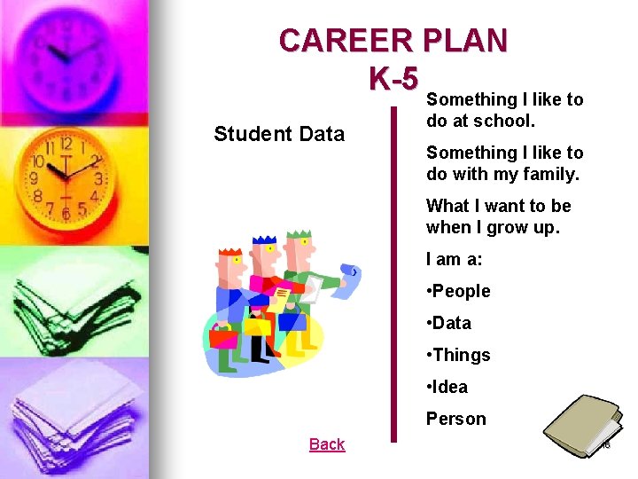 CAREER PLAN K-5 Something I like to Student Data do at school. Something I