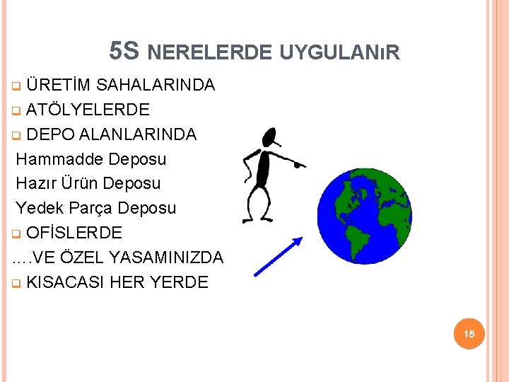 5 S NERELERDE UYGULANıR ÜRETİM SAHALARINDA q ATÖLYELERDE q DEPO ALANLARINDA Hammadde Deposu Hazır