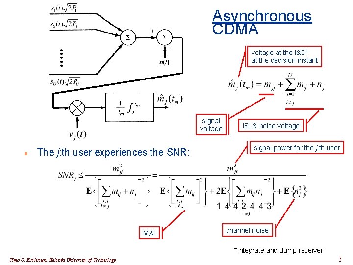 Asynchronous CDMA voltage at the I&D* at the decision instant signal voltage n The