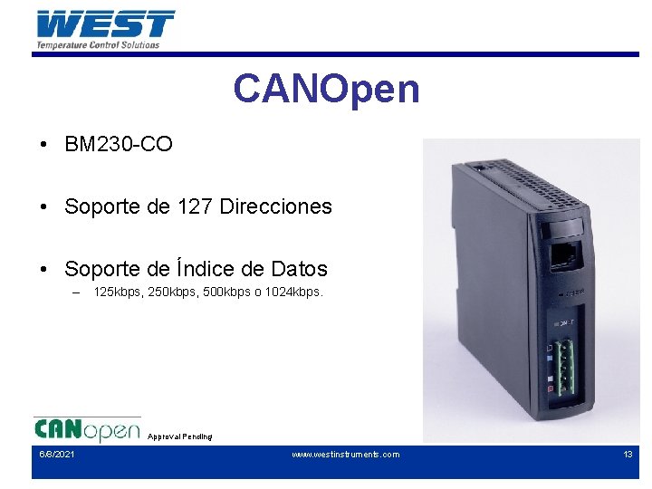 CANOpen • BM 230 -CO • Soporte de 127 Direcciones • Soporte de Índice