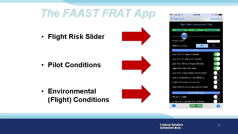 The FAAST FRAT App • Flight Risk Slider • Pilot Conditions • Environmental (Flight) The FAAST FRAT App • Flight Risk Slider • Pilot Conditions • Environmental (Flight)