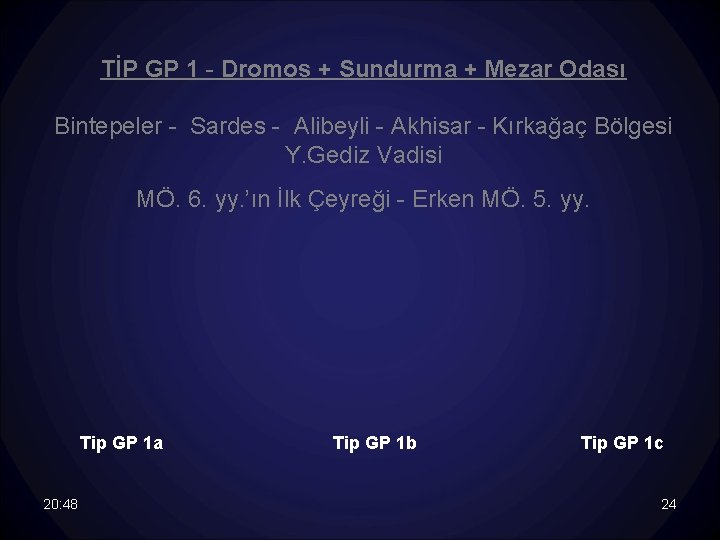 TİP GP 1 - Dromos + Sundurma + Mezar Odası Bintepeler - Sardes -