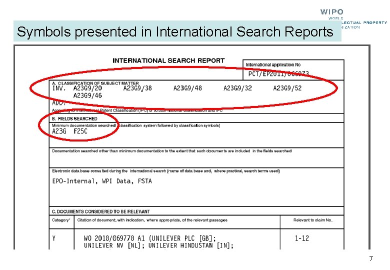 Symbols presented in International Search Reports 7 Symbols presented in International Search Reports 7