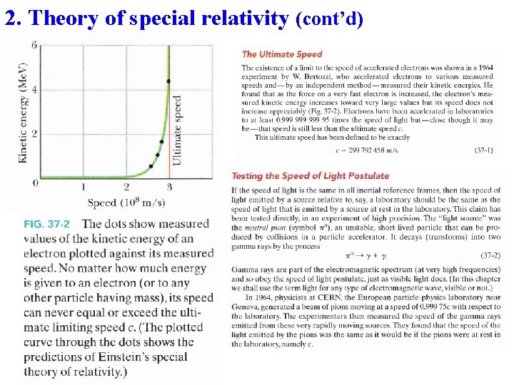 2. Theory of special relativity (cont’d) 