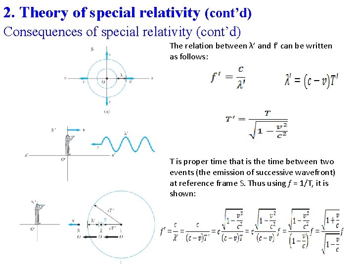 2. Theory of special relativity (cont’d) Consequences of special relativity (cont’d) The relation between