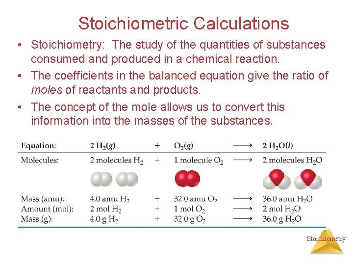 Stoichiometric Calculations • Stoichiometry: The study of the quantities of substances consumed and produced