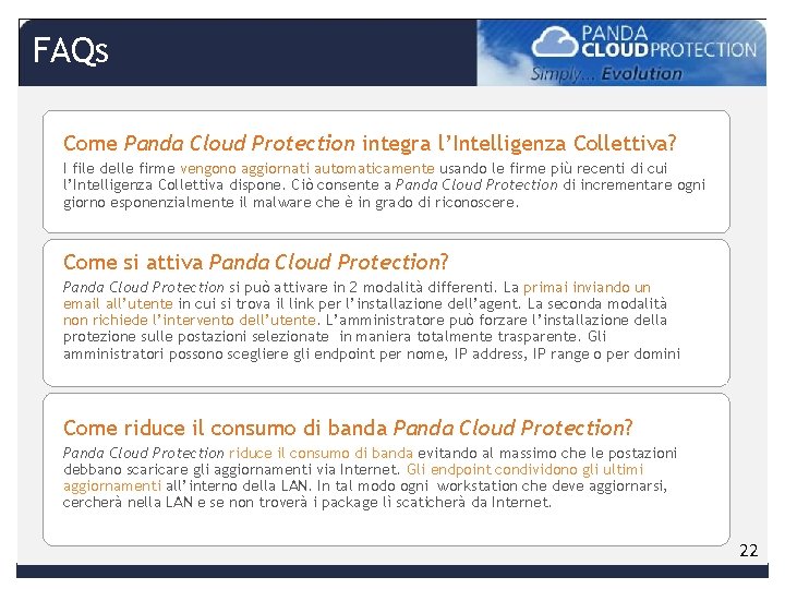 FAQs Come Panda Cloud Protection integra l’Intelligenza Collettiva? I file delle firme vengono aggiornati