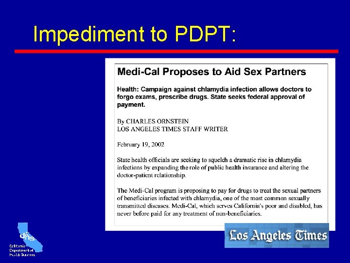 Impediment to PDPT: Impediment to PDPT: