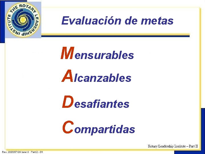 Evaluación de metas Mensurables Alcanzables Desafiantes Compartidas 3 