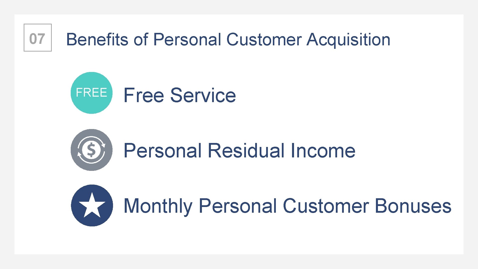 07 Benefits of Personal Customer Acquisition FREE Free Service Personal Residual Income Monthly Personal