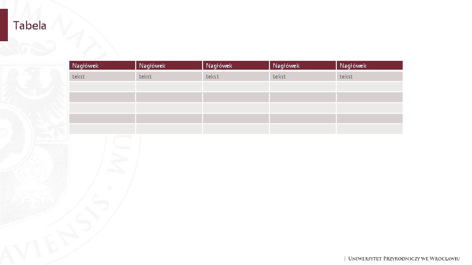Tabela Nagłówek Nagłówek tekst tekst 