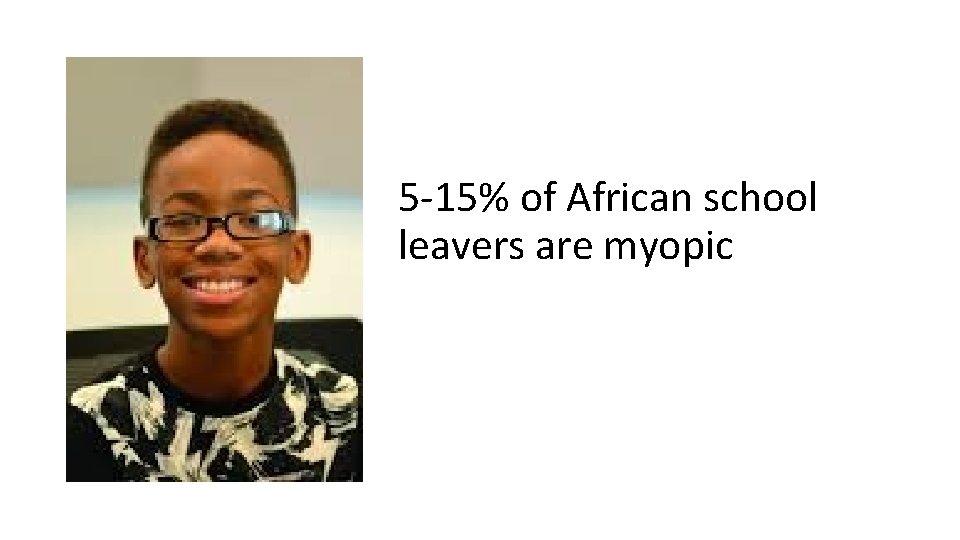 5 -15% of African school leavers are myopic 