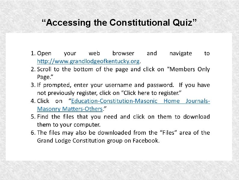 “Accessing the Constitutional Quiz” 