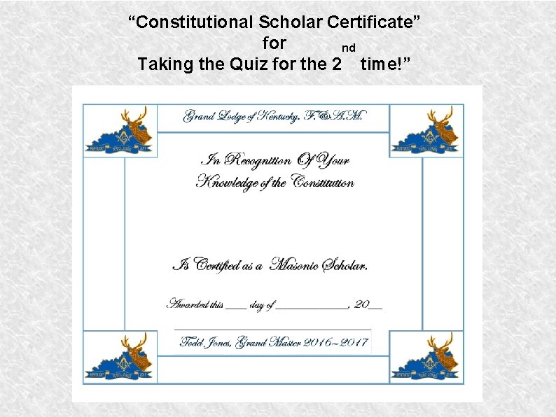 “Constitutional Scholar Certificate” for nd Taking the Quiz for the 2 time!” 