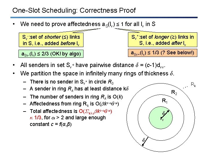 One-Slot Scheduling: Correctness Proof • We need to prove affectedness a. S(lv) ≤ 1