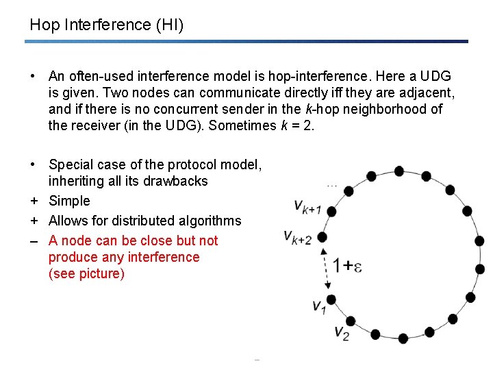 Hop Interference (HI) • An often-used interference model is hop-interference. Here a UDG is