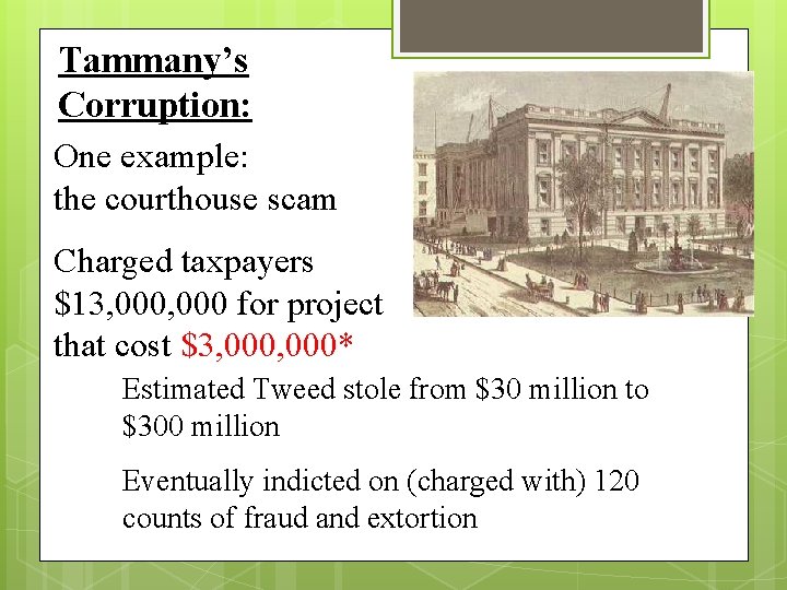 Tammany’s Corruption: One example: the courthouse scam Charged taxpayers $13, 000 for project that