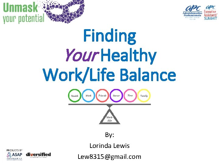 Finding Your Healthy Work/Life Balance By: Lorinda Lewis Lew 8315@gmail. com 