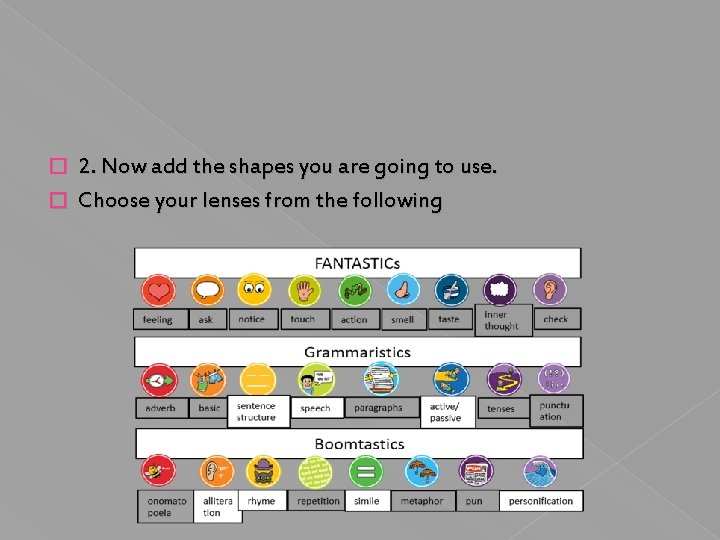 2. Now add the shapes you are going to use. � Choose your lenses